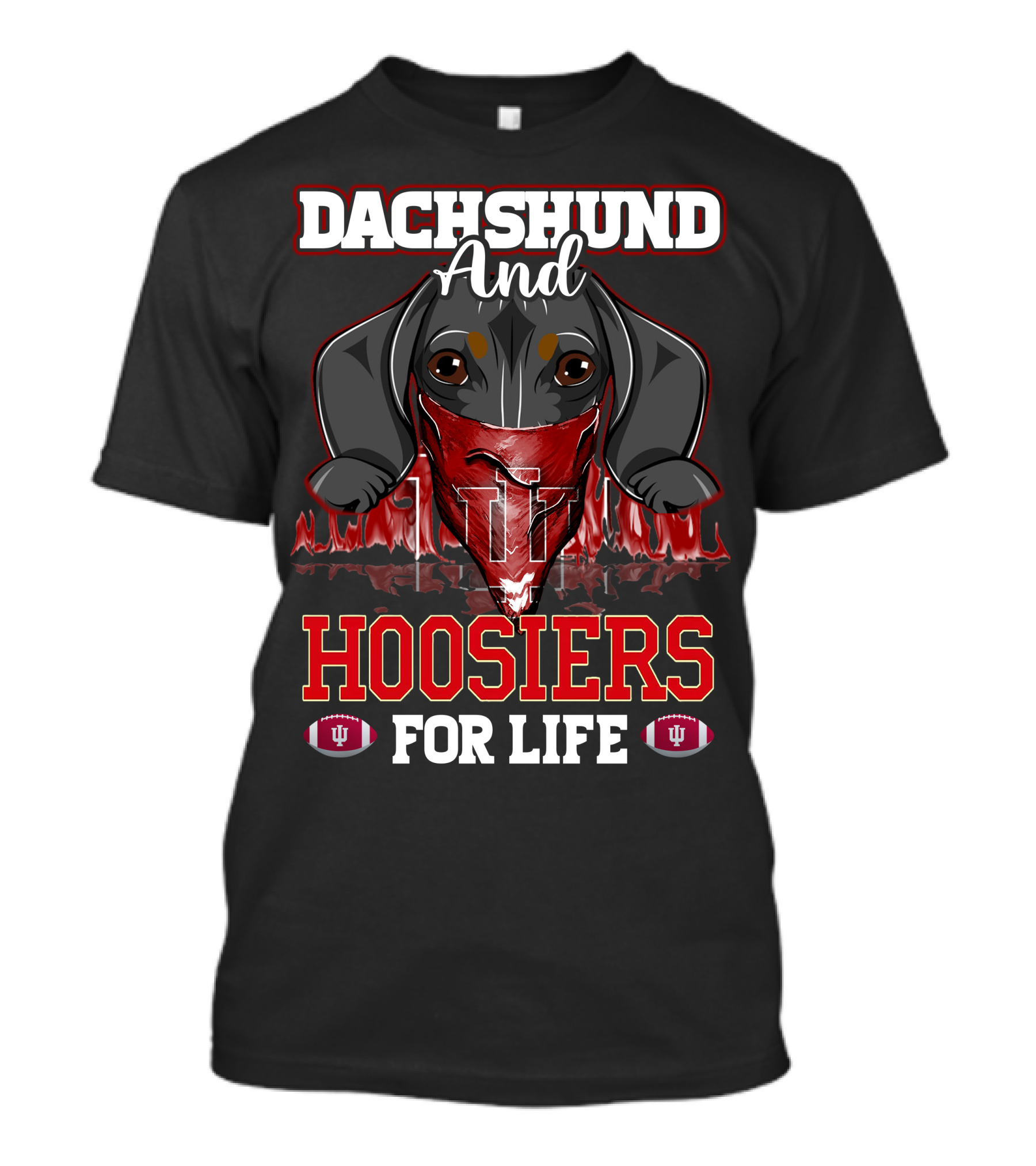 Dachshund And Hoosiers For Life Indiana Football T-Shirt