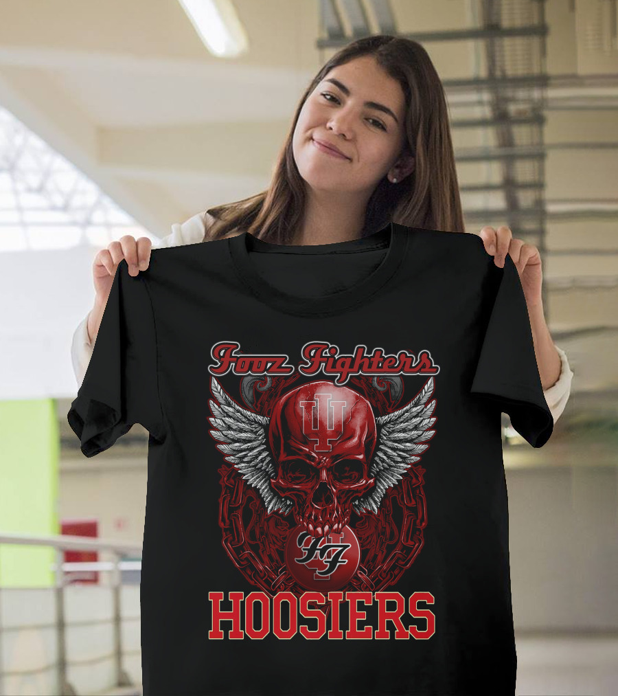 Foo Fighters Indiana Hoosiers Skull Wings IU T-Shirt