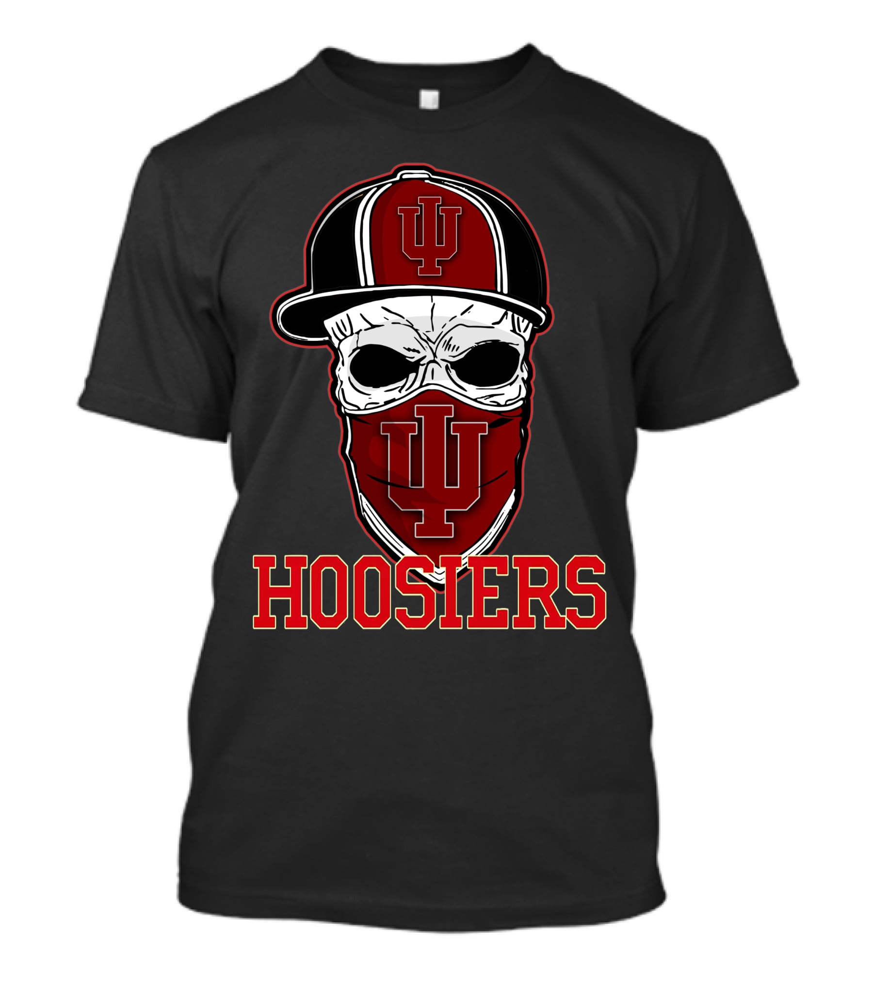 Indiana Hoosiers Skull With IU Cap And Bandana T-Shirt