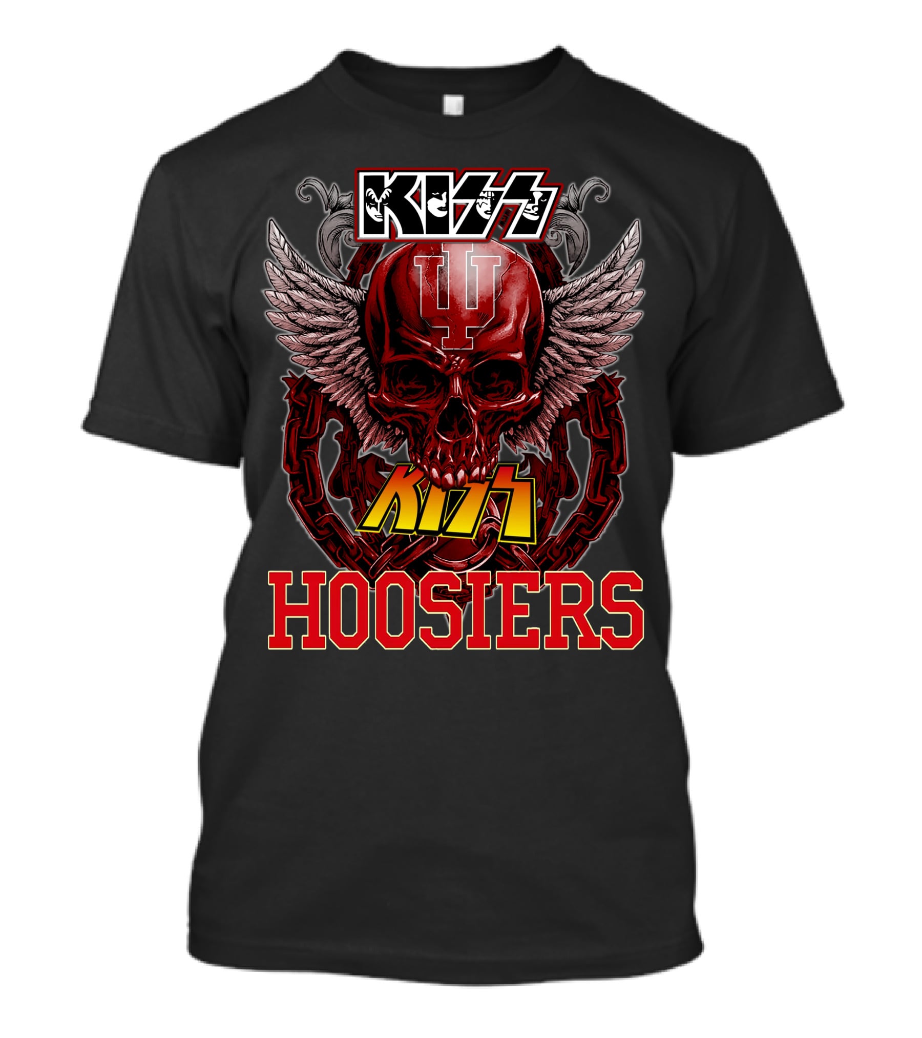 Kiss Indiana Hoosiers Skull Wings T-Shirt