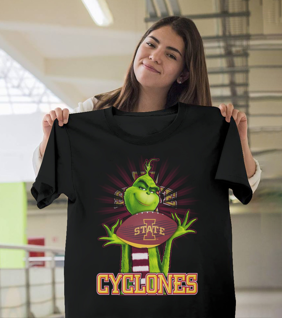 Grinch Holding Iowa State Cyclones Football T-Shirt