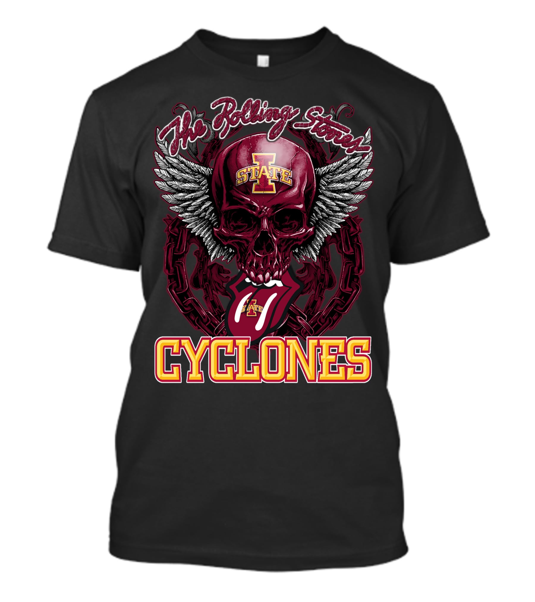 The Rolling Stones Iowa State Cyclones Skull Winged Tongue T-Shirt