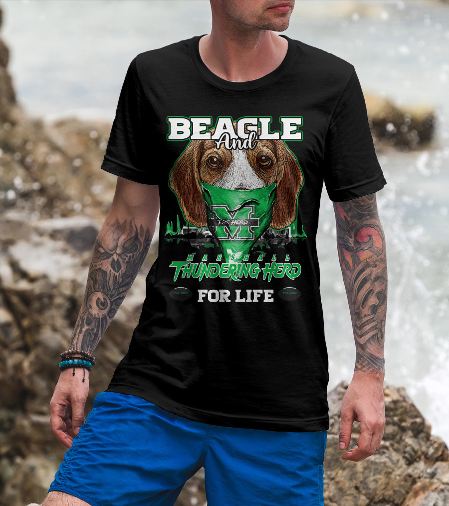 Beagle And Marshall Thundering Herd For Life T-Shirt