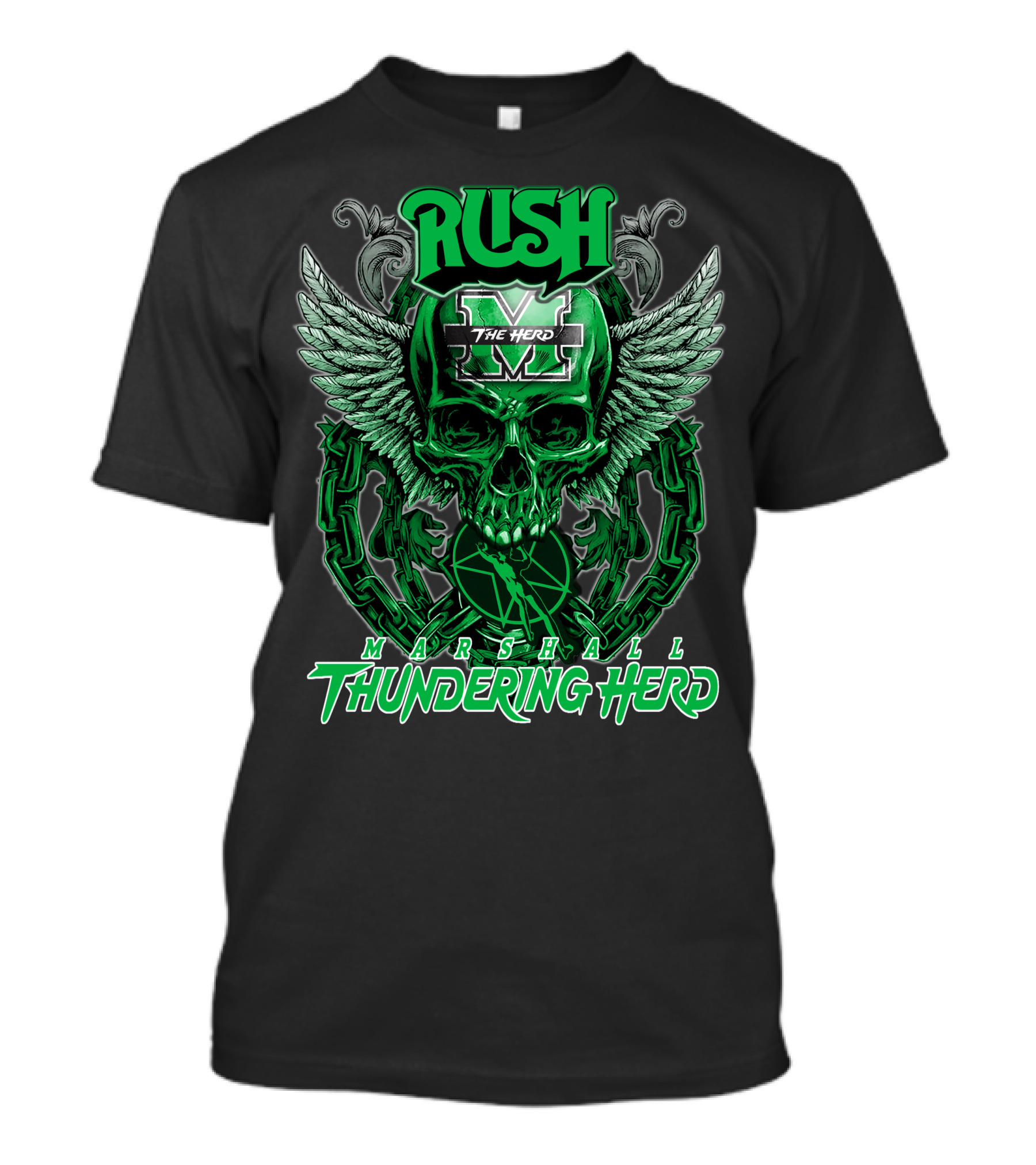 RUSH Marshall Thundering Herd The Herd Skull Winged T-Shirt