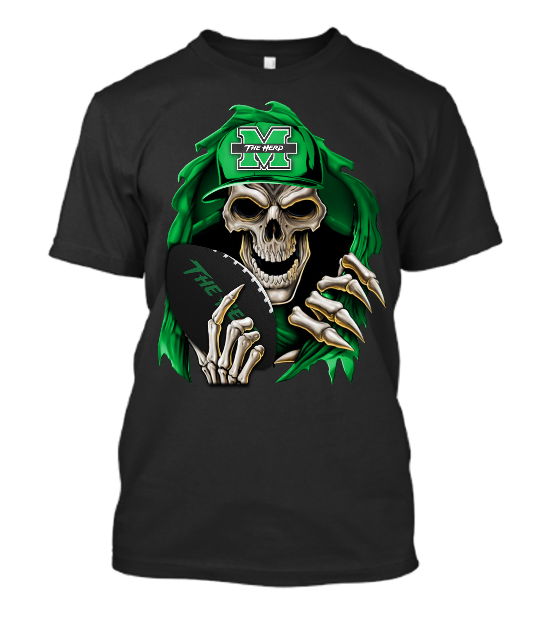 Skullbong Marshall Thundering Herd The Herd M Icon With Football T-Shirt
