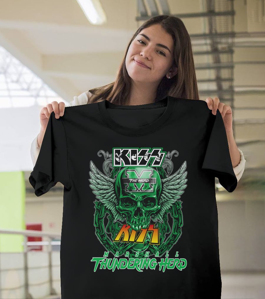 Kiss Marshall Thundering Herd M The Herd Skull Wings Chains T-Shirt