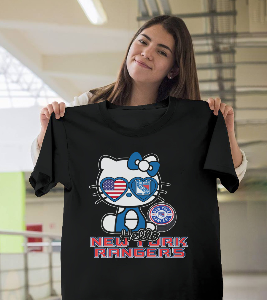 Hellokitty New York Rangers American Flag Heart Eyes T-Shirt