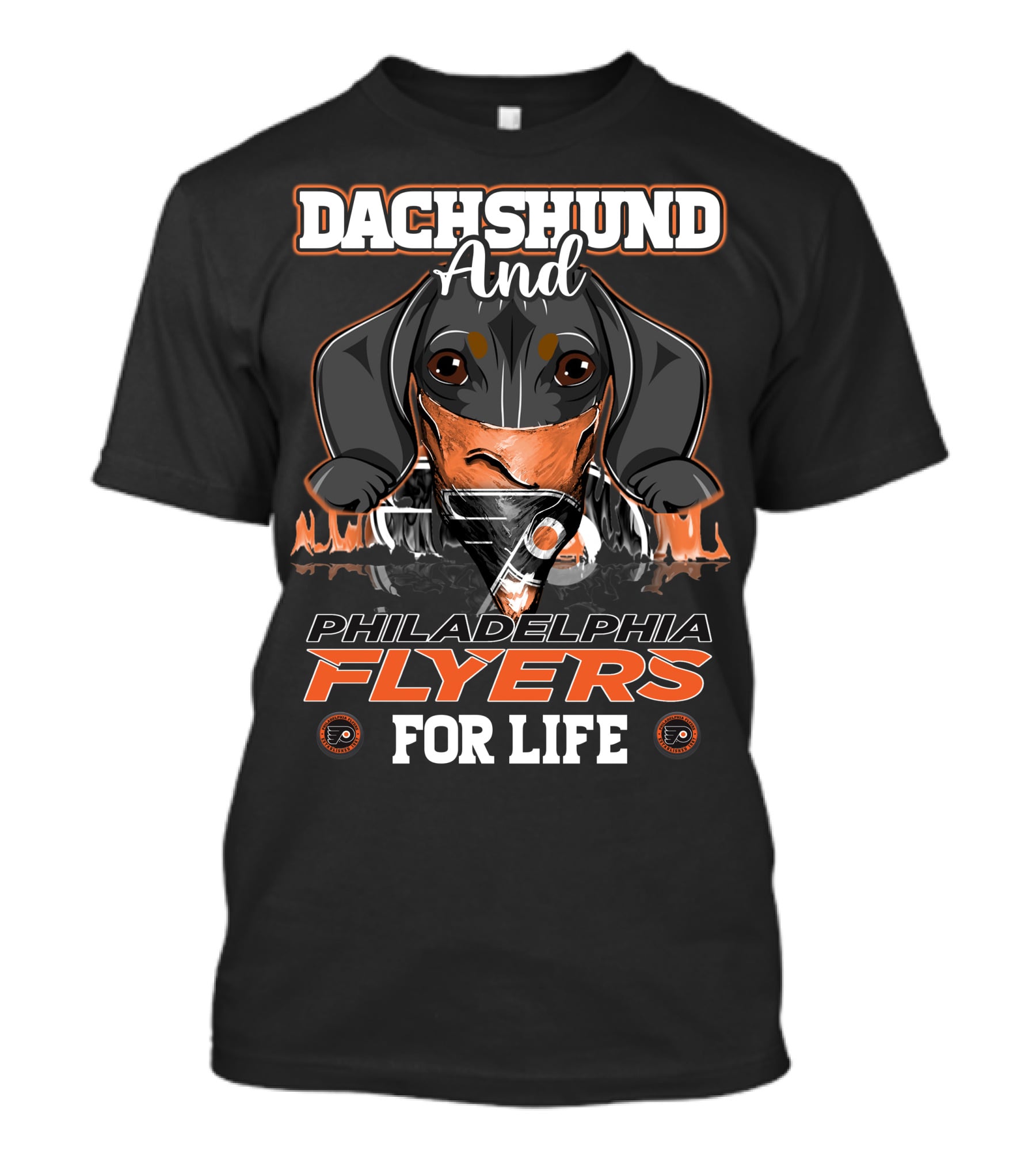 Dachshund And Philadelphia Flyers For Life T-Shirt