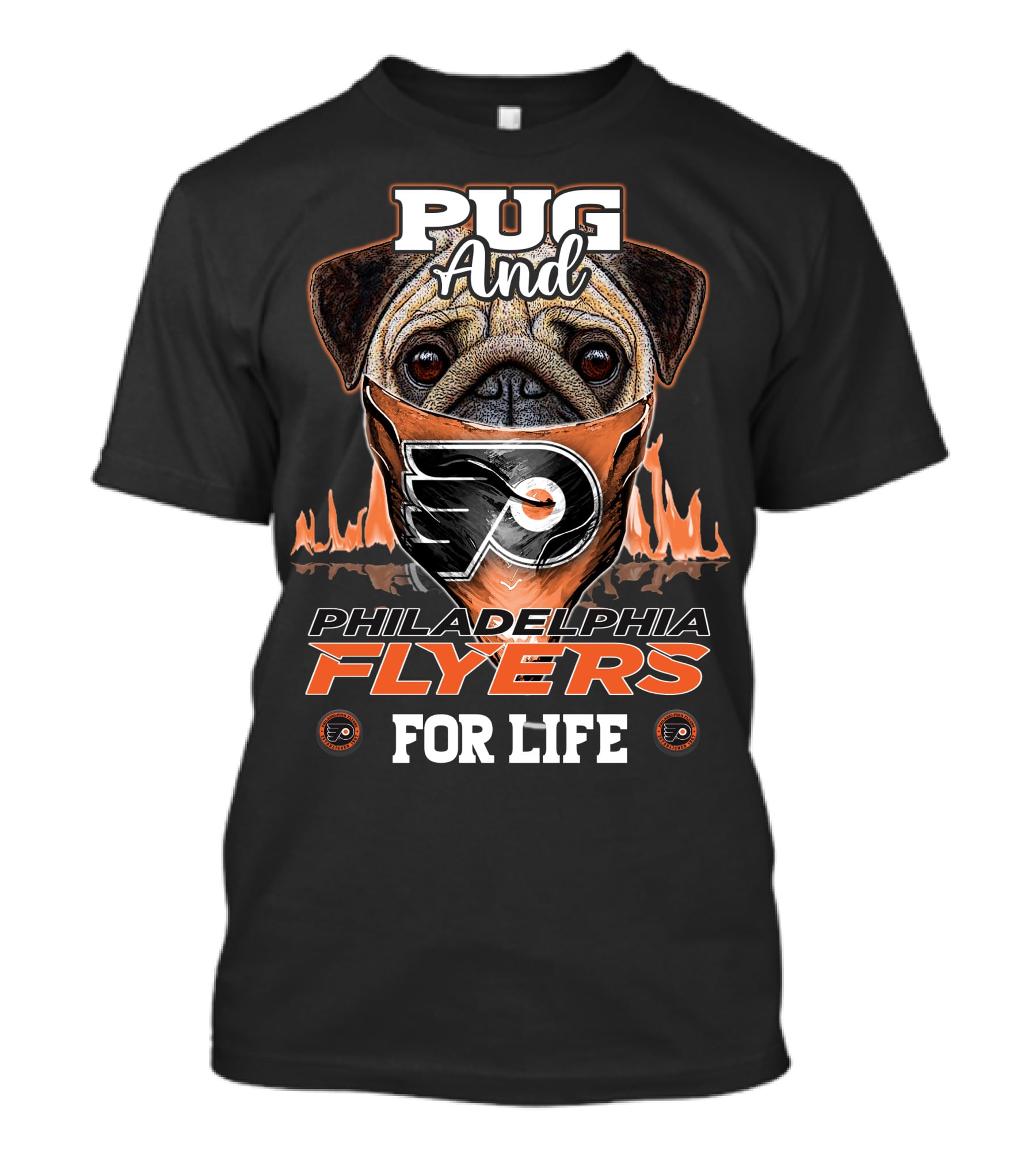 Pug And Philadelphia Flyers For Life T-Shirt