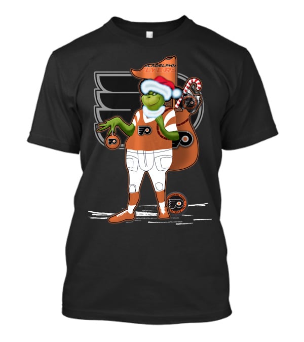 Grinch Santa Philadelphia Flyers Holiday Spirit T-Shirt