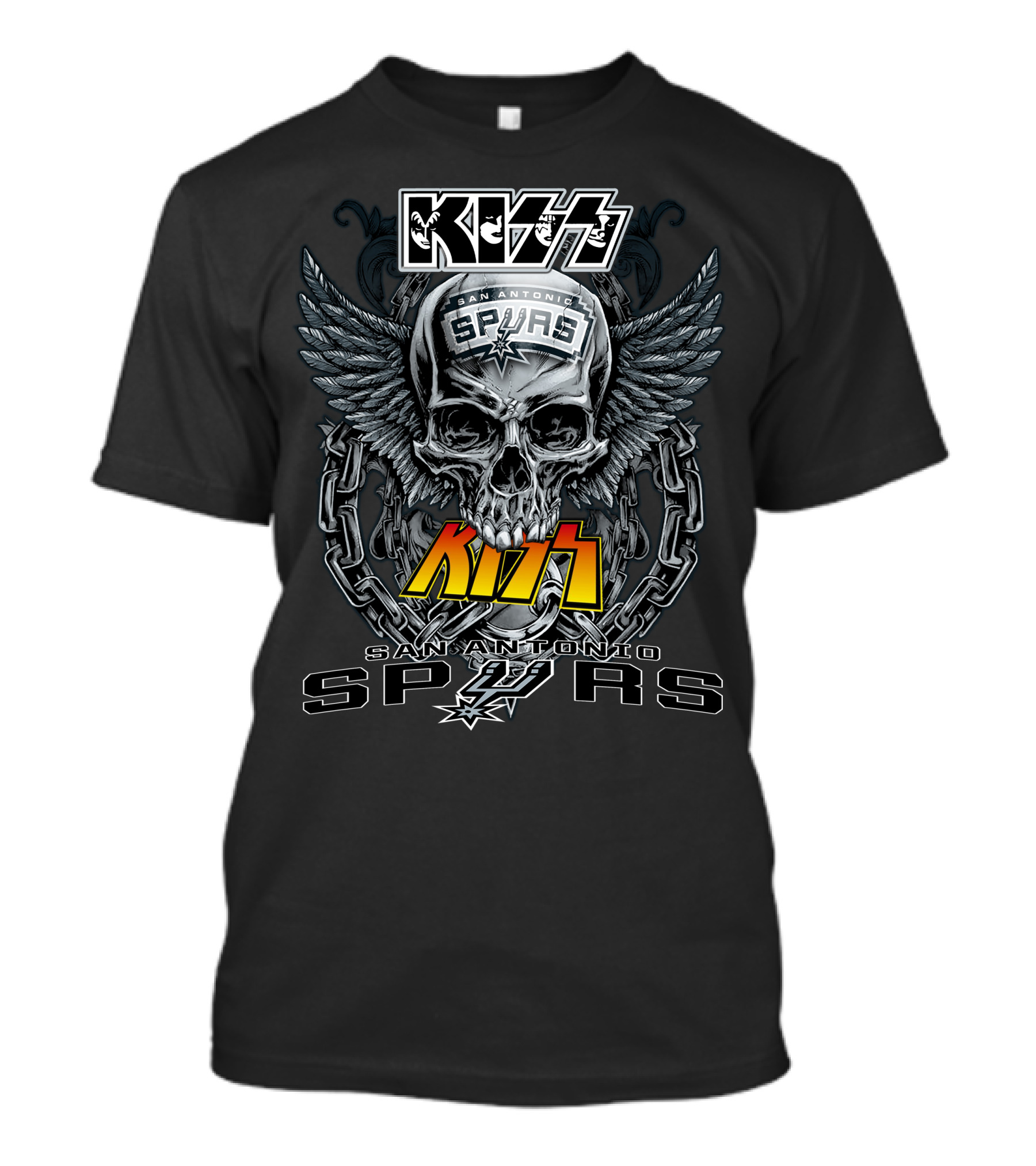 Kiss San Antonio Spurs Skull Wings T-Shirt