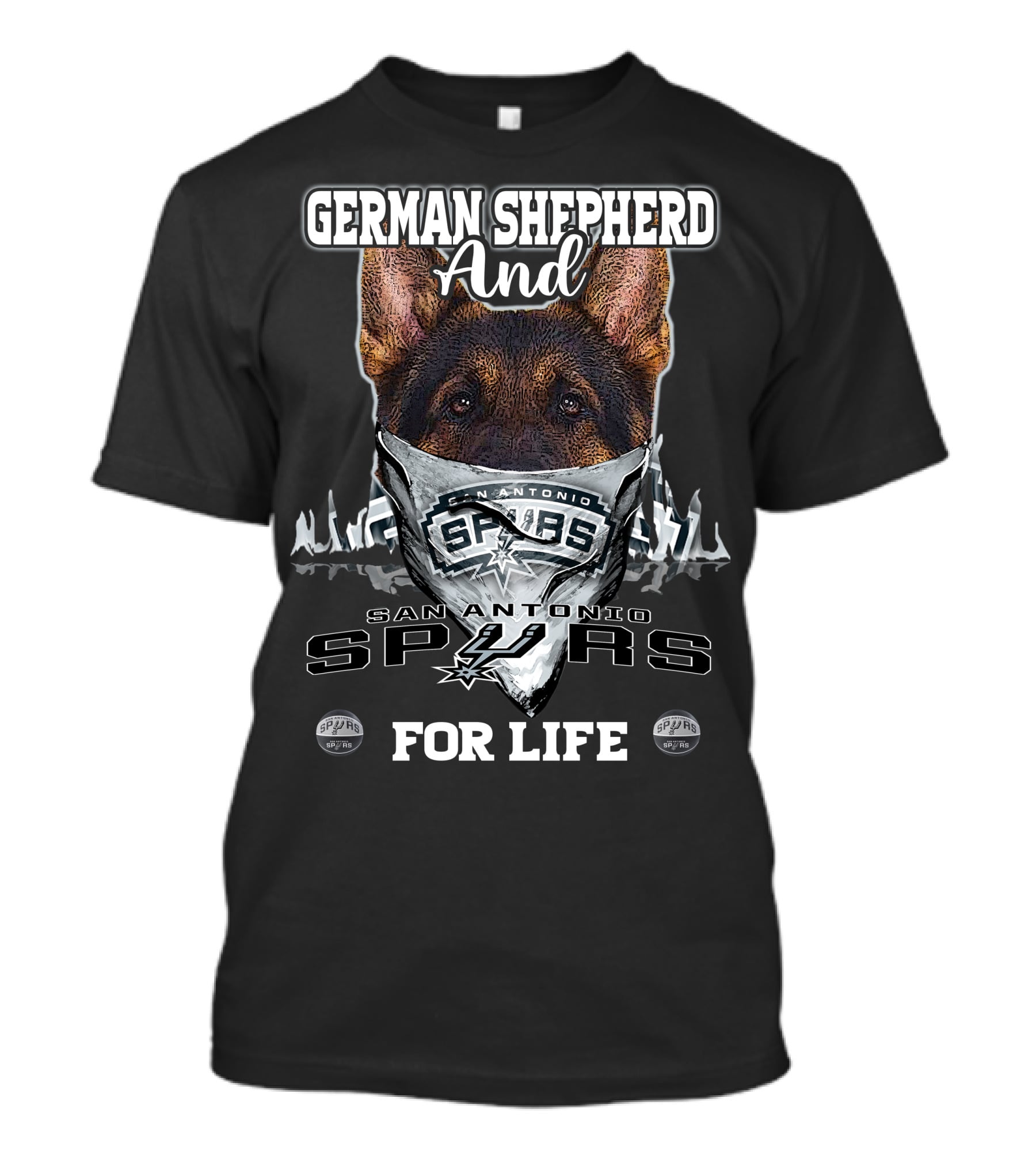 Giant German Shepherd And San Antonio Spurs For Life T-Shirt