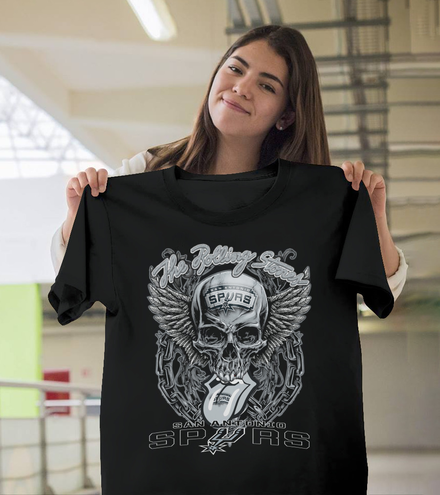 The Rolling Stones San Antonio Spurs Skull Wings Chain T-Shirt