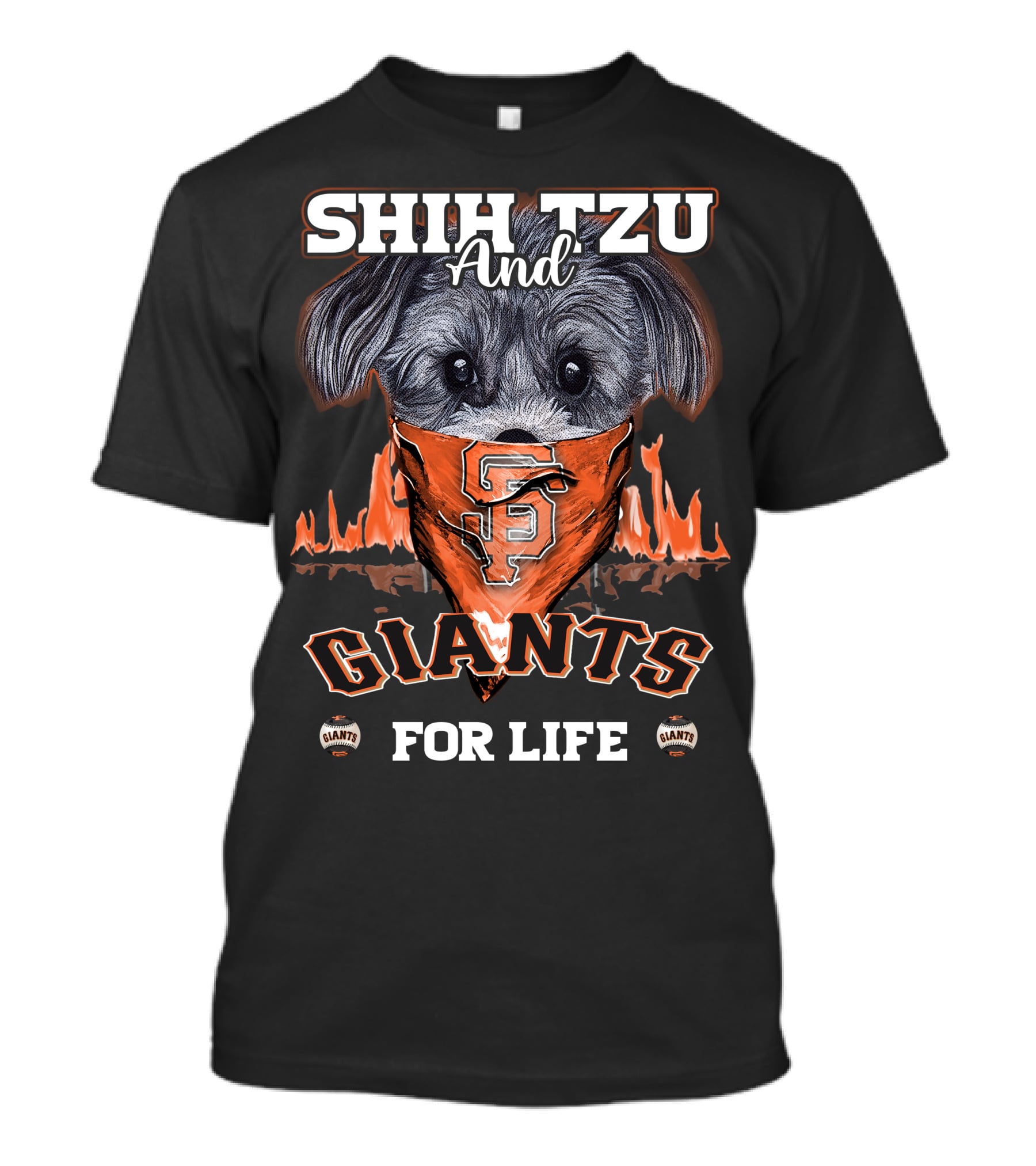 Shih Tzu And Giants For Life San Francisco Giants T-Shirt