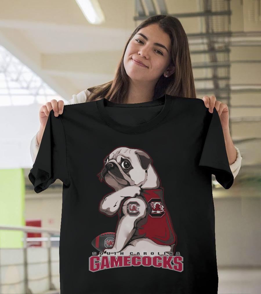 Pug Wearing South Carolina Gamecocks Football Jersey T-Shirt