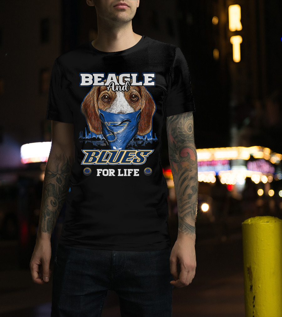 Beagle And Blues For Life St. Louis Blues Hockey T-Shirt