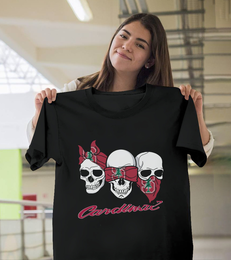Cardinal Skull Trio with Stanford Tree Bandanas T-Shirt
