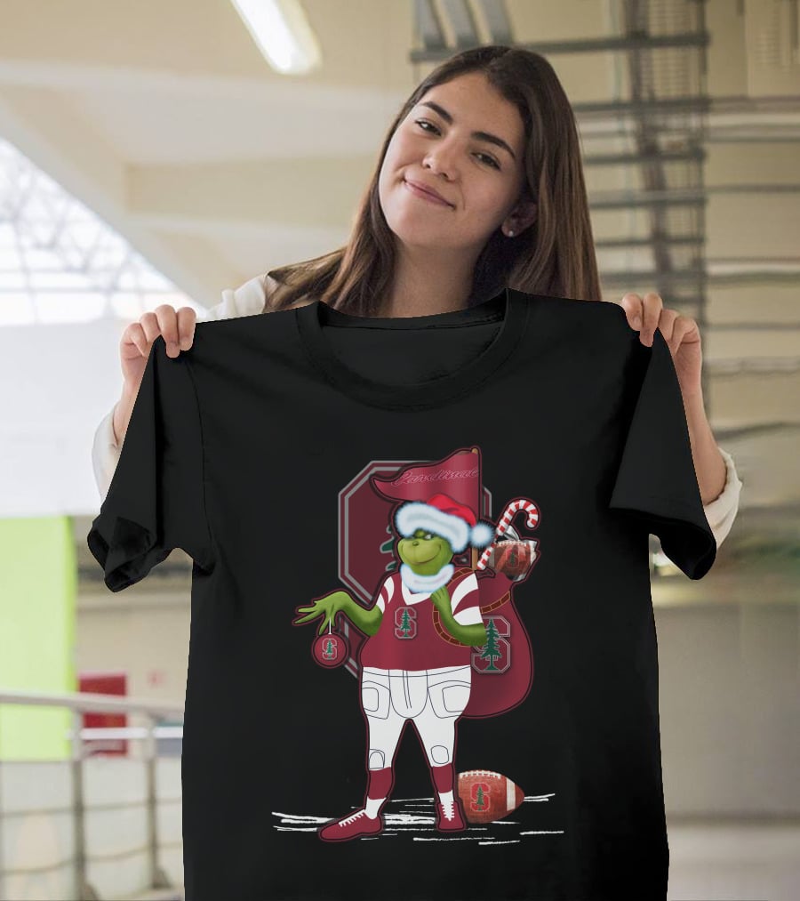 Grinchxmas Stanford Cardinal Christmas Football Santa Grinch T-Shirt
