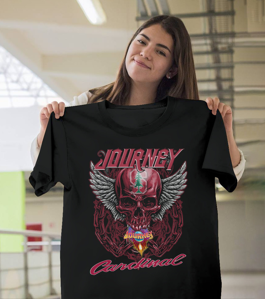 Journey Stanford Cardinal Skull Wings Flame T-Shirt