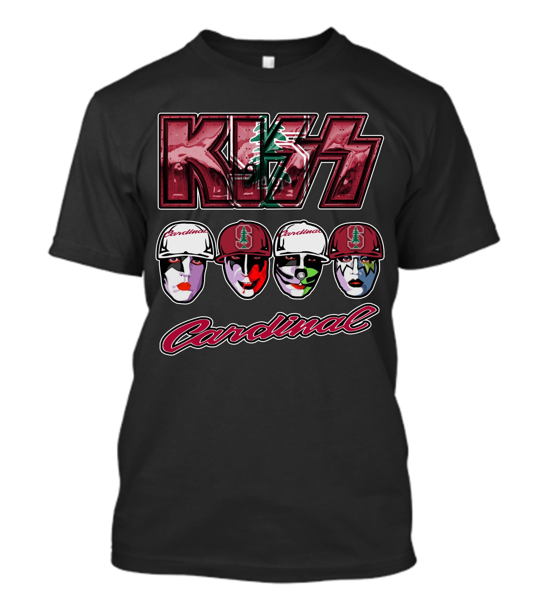 Kiss Stanford Cardinal Makeup Faces With Hats T-Shirt