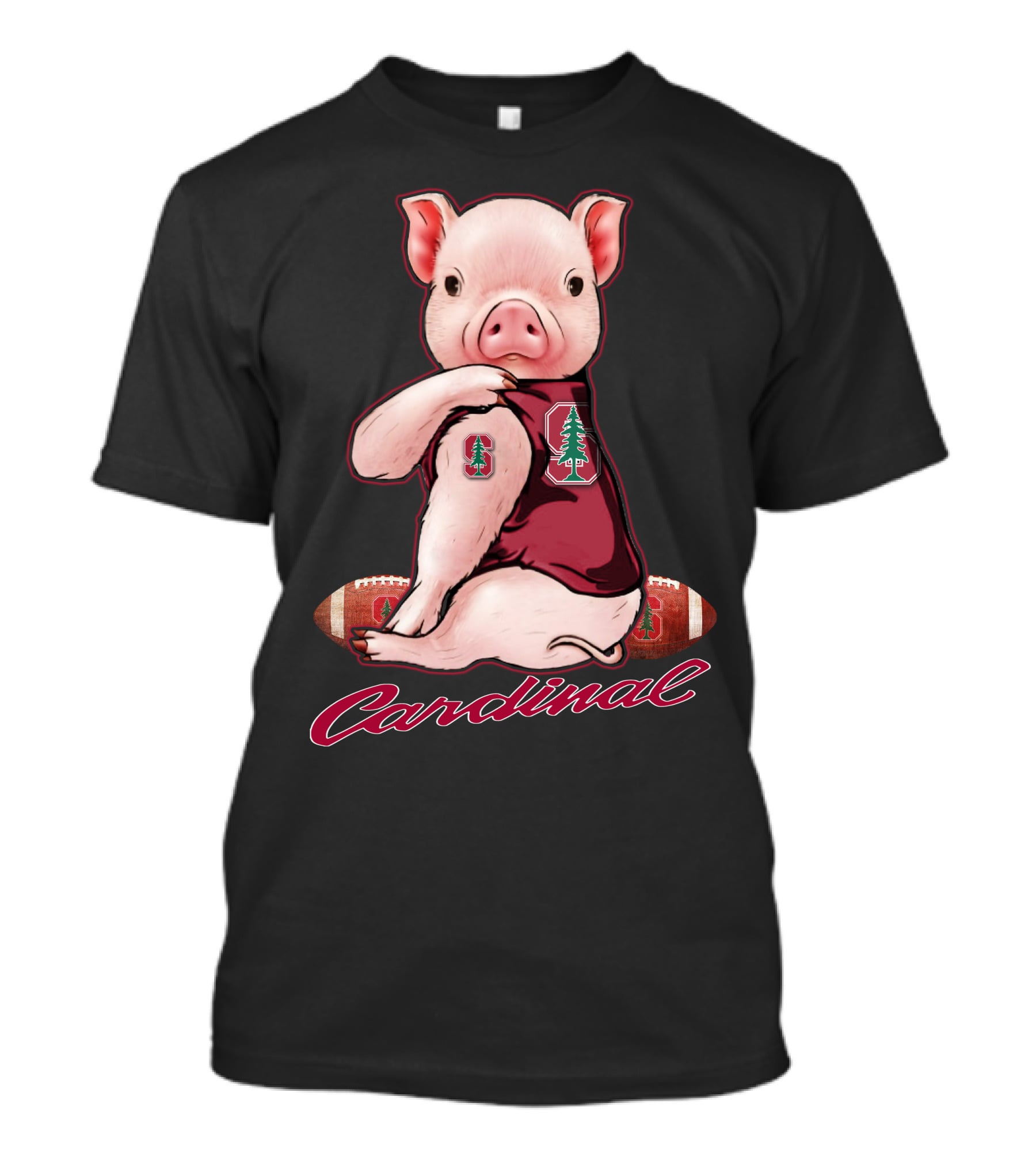 Stanford Cardinal Pig With Football And Tree T-Shirt
