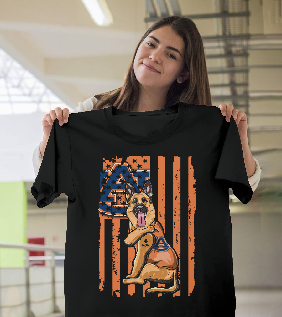 German Shepherd I Love Mom Auburn Tigers T-Shirt