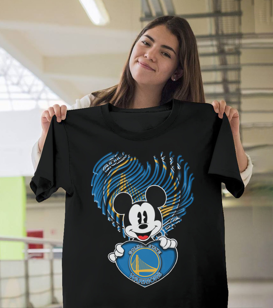Mickey Mouse Golden State Warriors Heart T-Shirt
