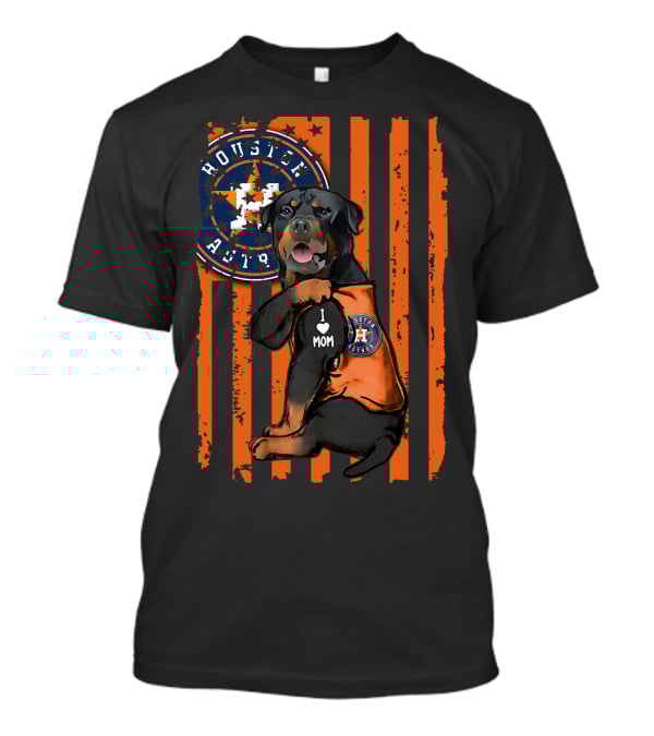 Rottweiler I Love Mom Houston Astros Orange Stripes T-Shirt