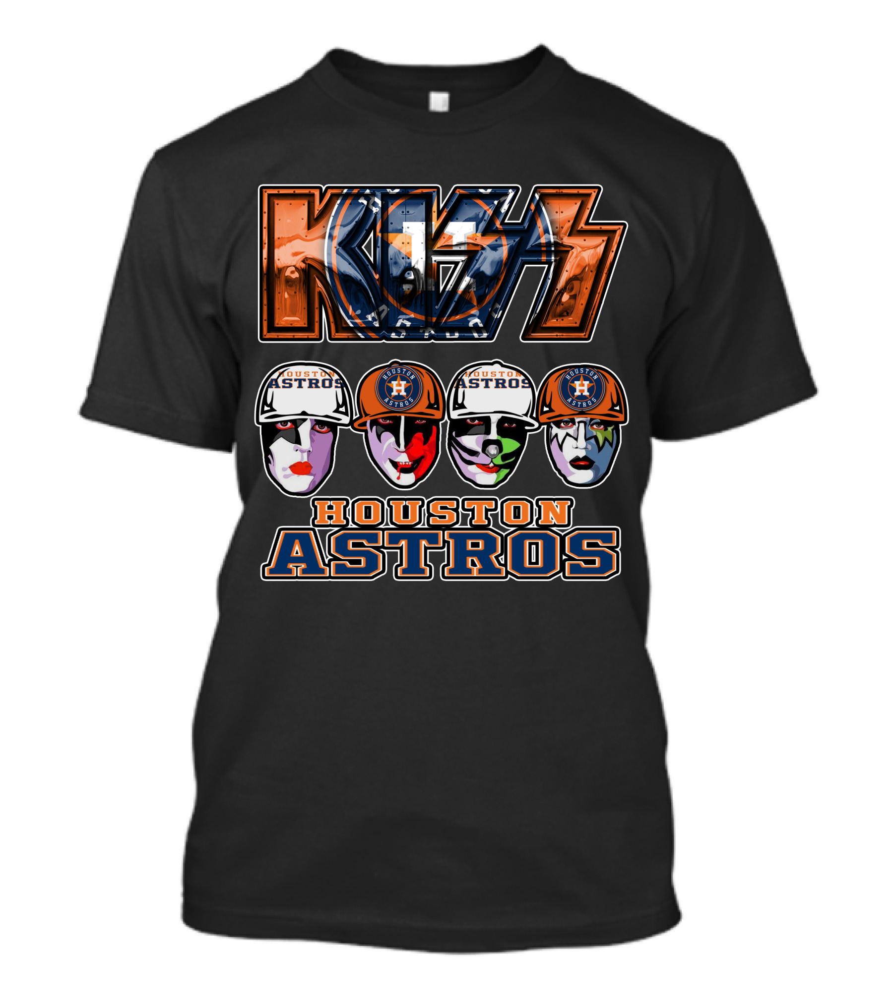 KISS Houston Astros Baseball Face Paint Graphics T-Shirt