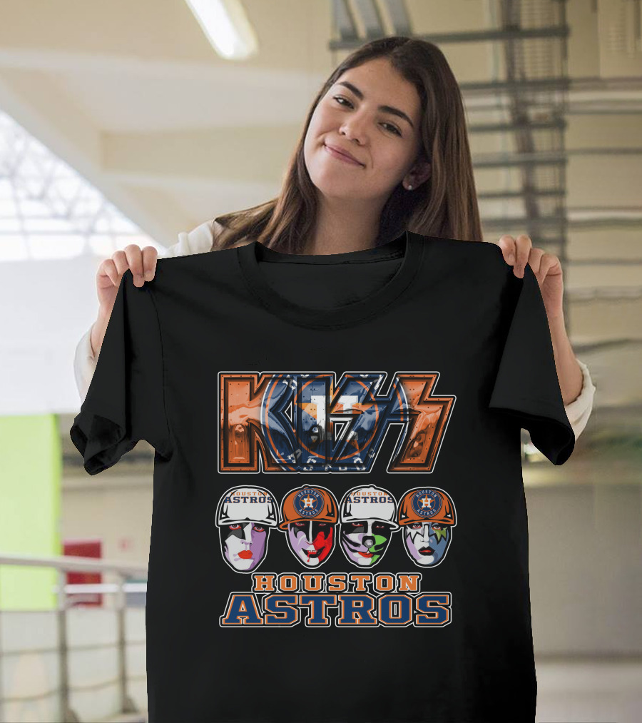 KISS Houston Astros Baseball Face Paint Graphics T-Shirt