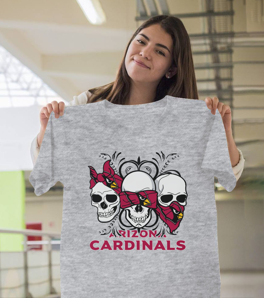 Arizona Cardinals Three Skulls Bandana T-Shirt