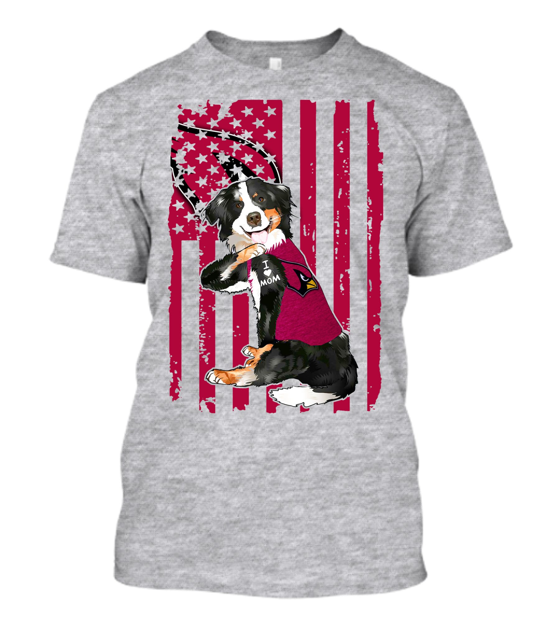 Border Collie I Love Mom Arizona Cardinals T-Shirt