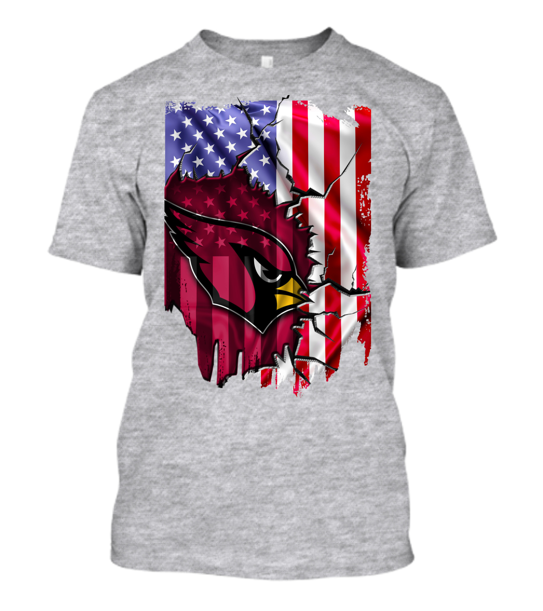 USA Flag With Arizona Cardinals T-Shirt