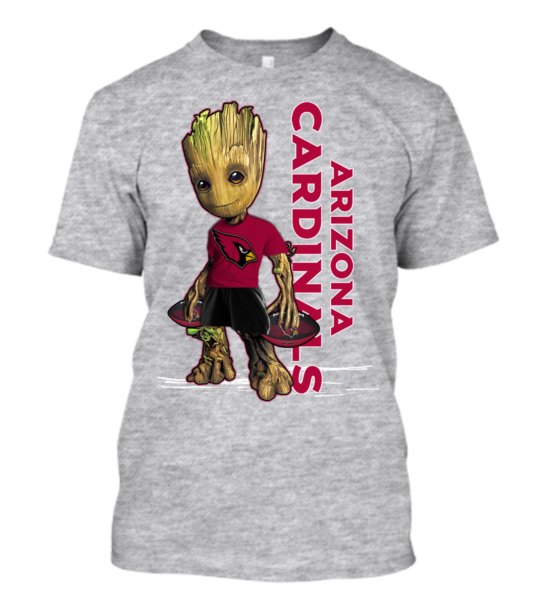 Groot Arizona Cardinals NFL Fan Art With Team Logo And Character T-Shirt