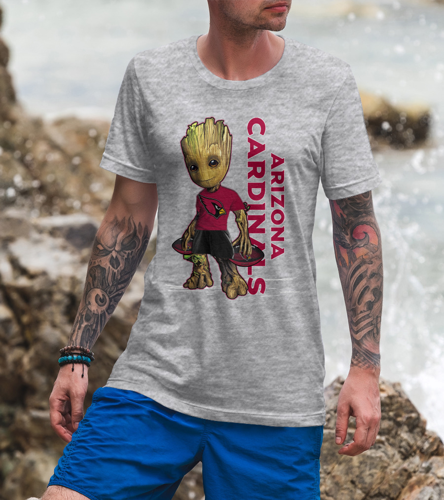 Groot Arizona Cardinals NFL Fan Art With Team Logo And Character T-Shirt