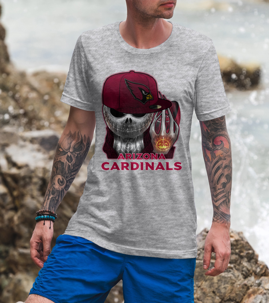 Arizona Cardinals Jackskull Pumpkin Helmet T-Shirt