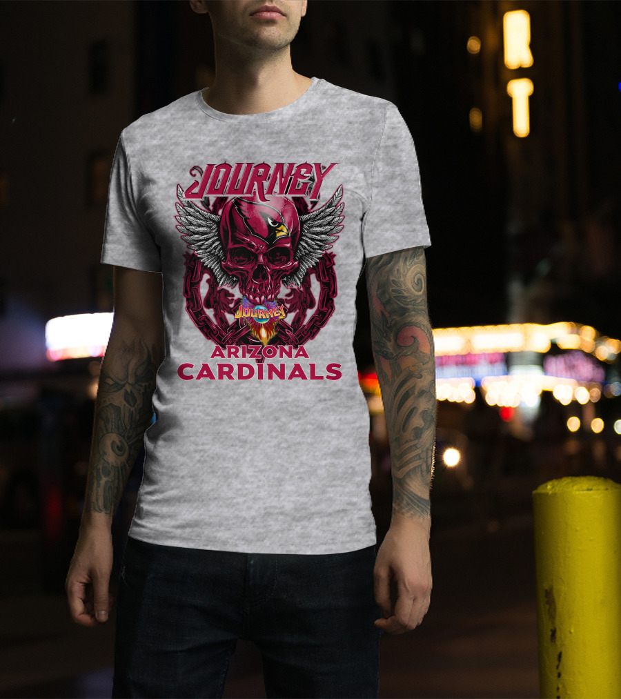Journey Arizona Cardinals Skull Wings Flame T-Shirt