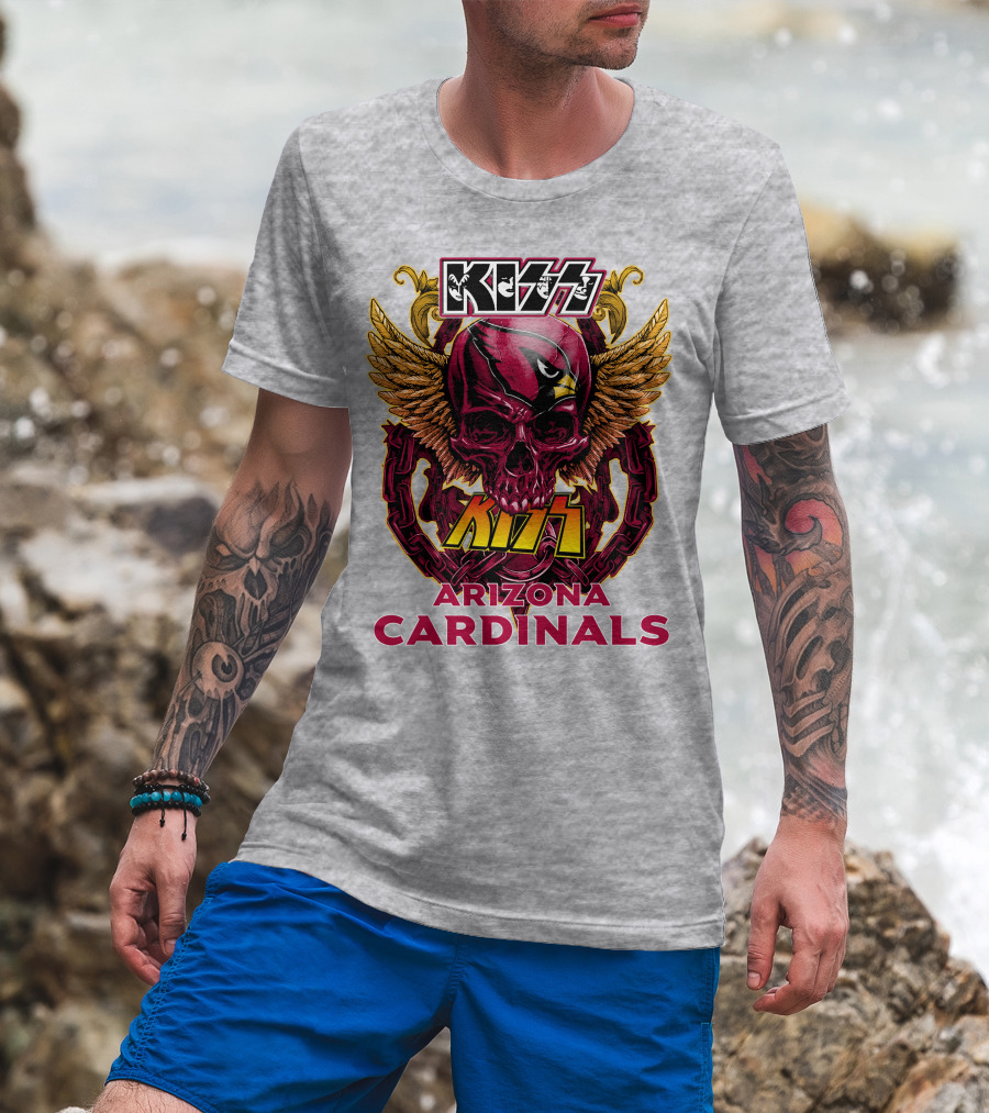 Kiss Arizona Cardinals Skull Wings T-Shirt