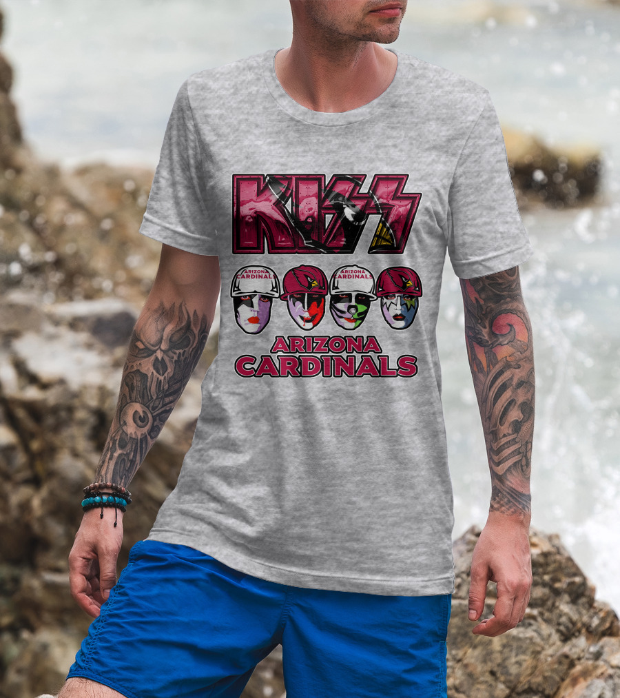 Kiss Arizona Cardinals Rock Band Helmet Faces T-Shirt