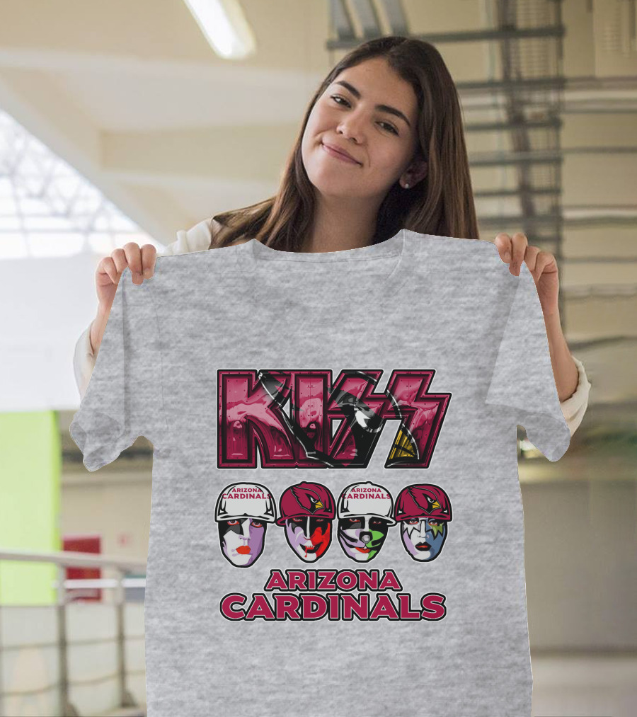 Kiss Arizona Cardinals Rock Band Helmet Faces T-Shirt