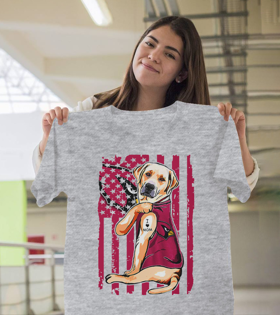 Labrador Retriever I Love Mom Arizona Cardinals Fan T-Shirt