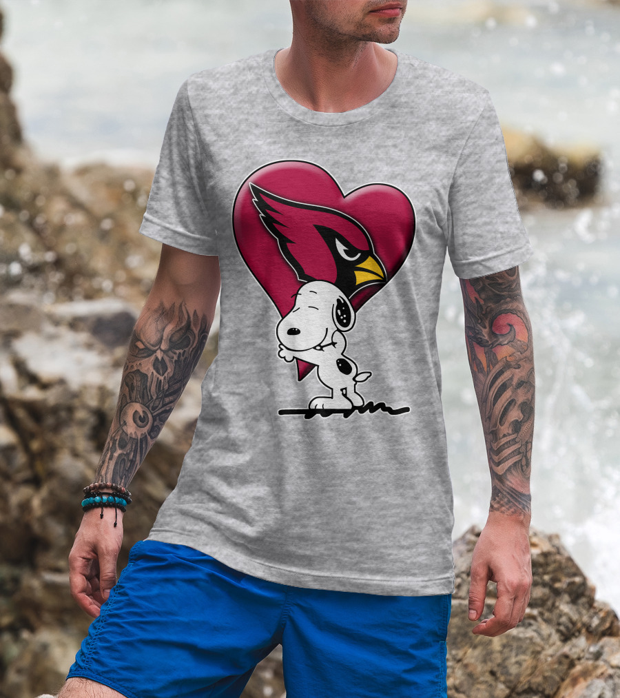 Snoopy Hugging Arizona Cardinals Heart T-Shirt