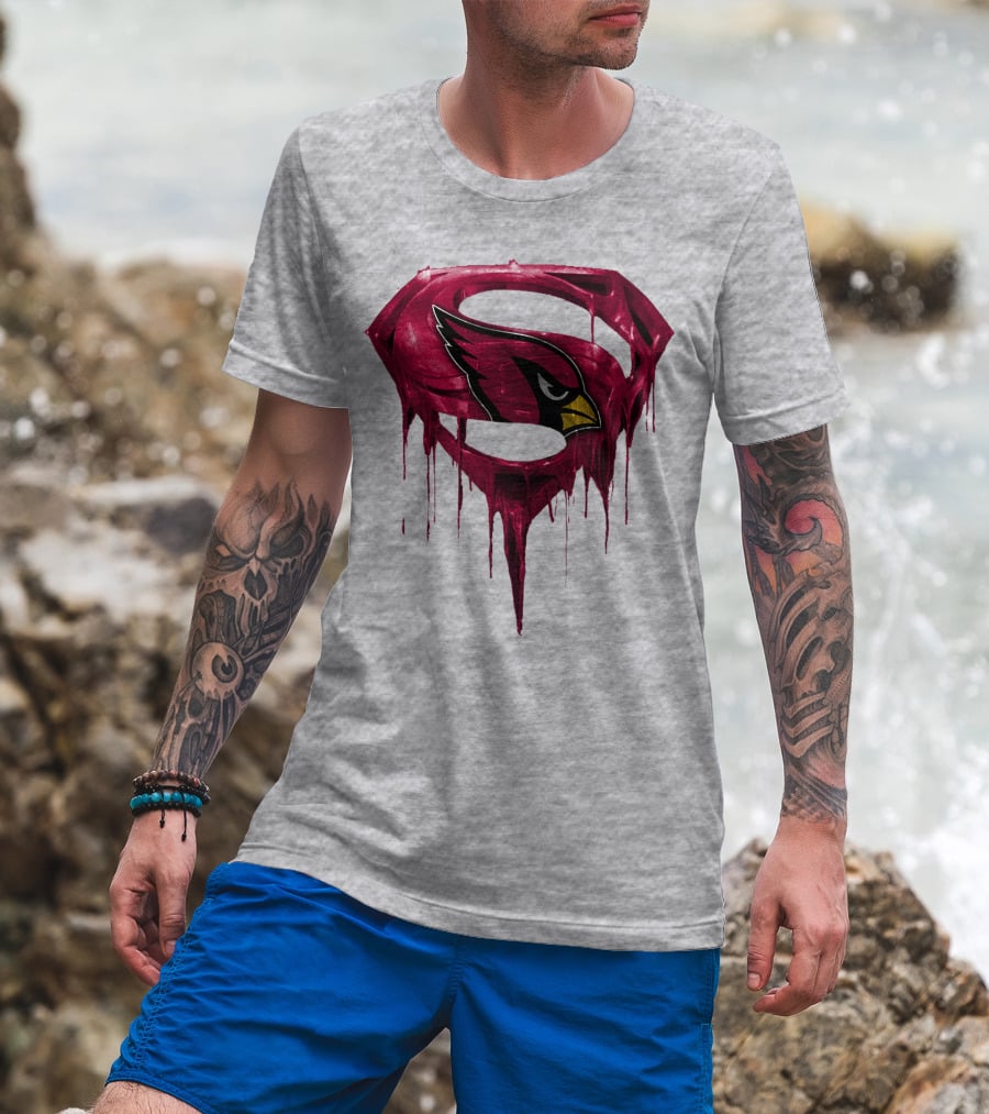 SPM Arizona Cardinals Dripping Super Hero Emblem T-Shirt