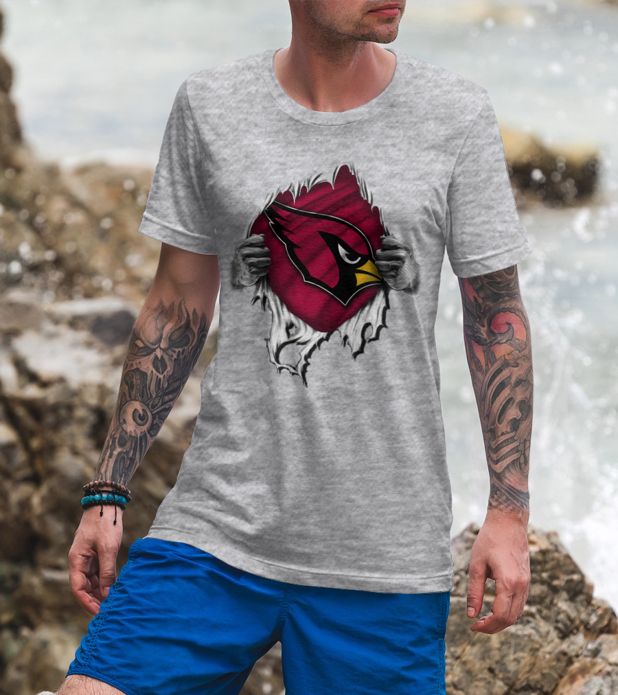Torn Arizona Cardinals Logo Revealing Hidden Strength T-Shirt