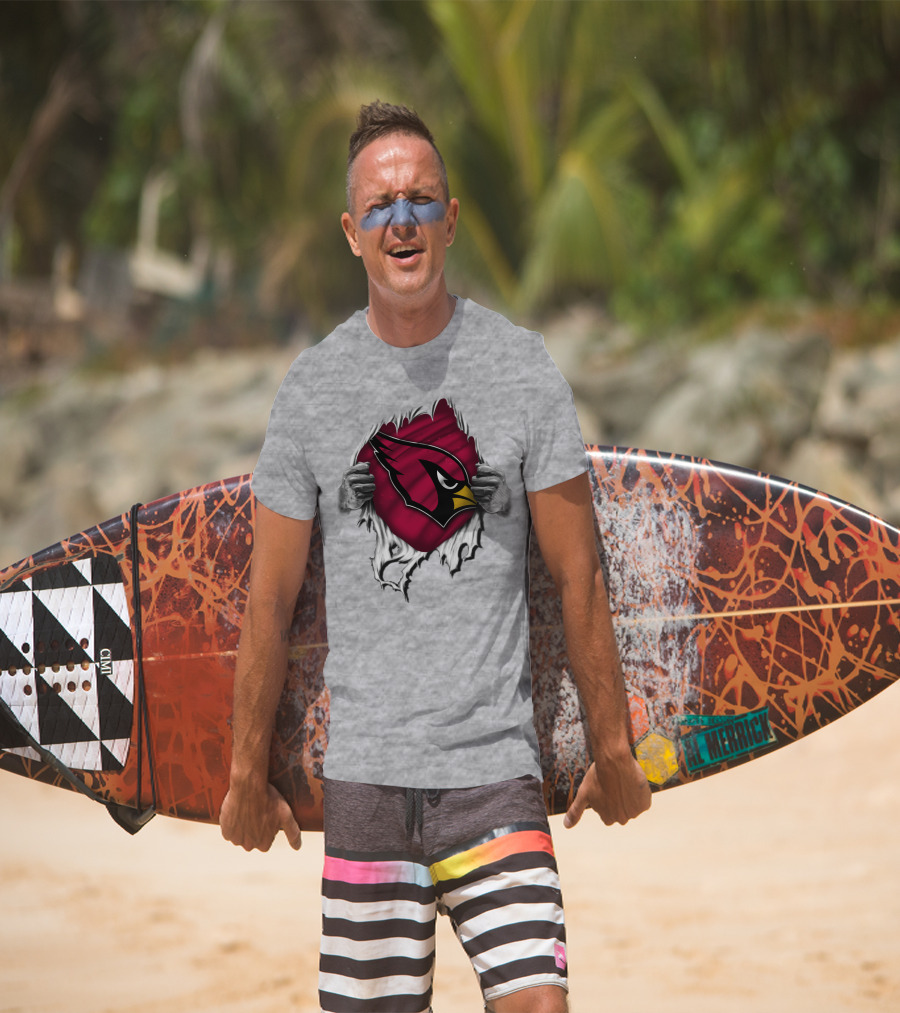 Torn Arizona Cardinals Logo Revealing Hidden Strength T-Shirt