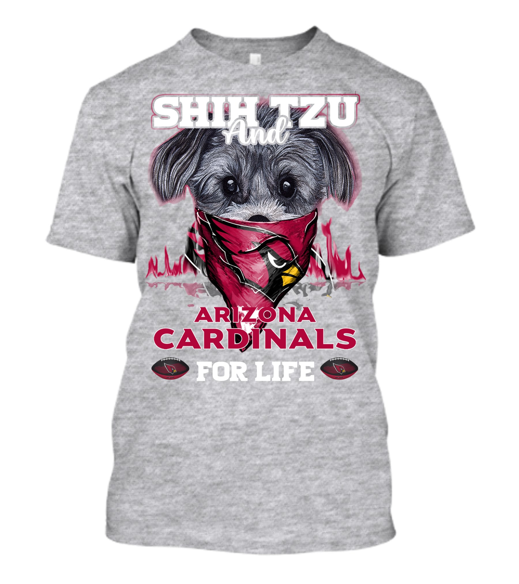 Shih Tzu And Arizona Cardinals For Life T-Shirt