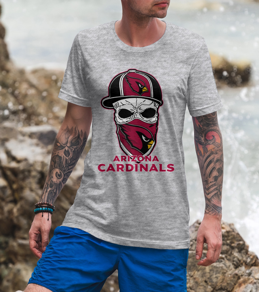 Arizona Cardinals Skull Hat T-Shirt