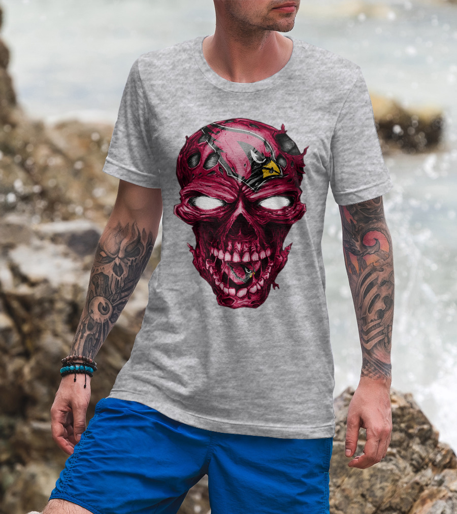 Skull V2 Arizona Cardinals Logo Fusion T-Shirt