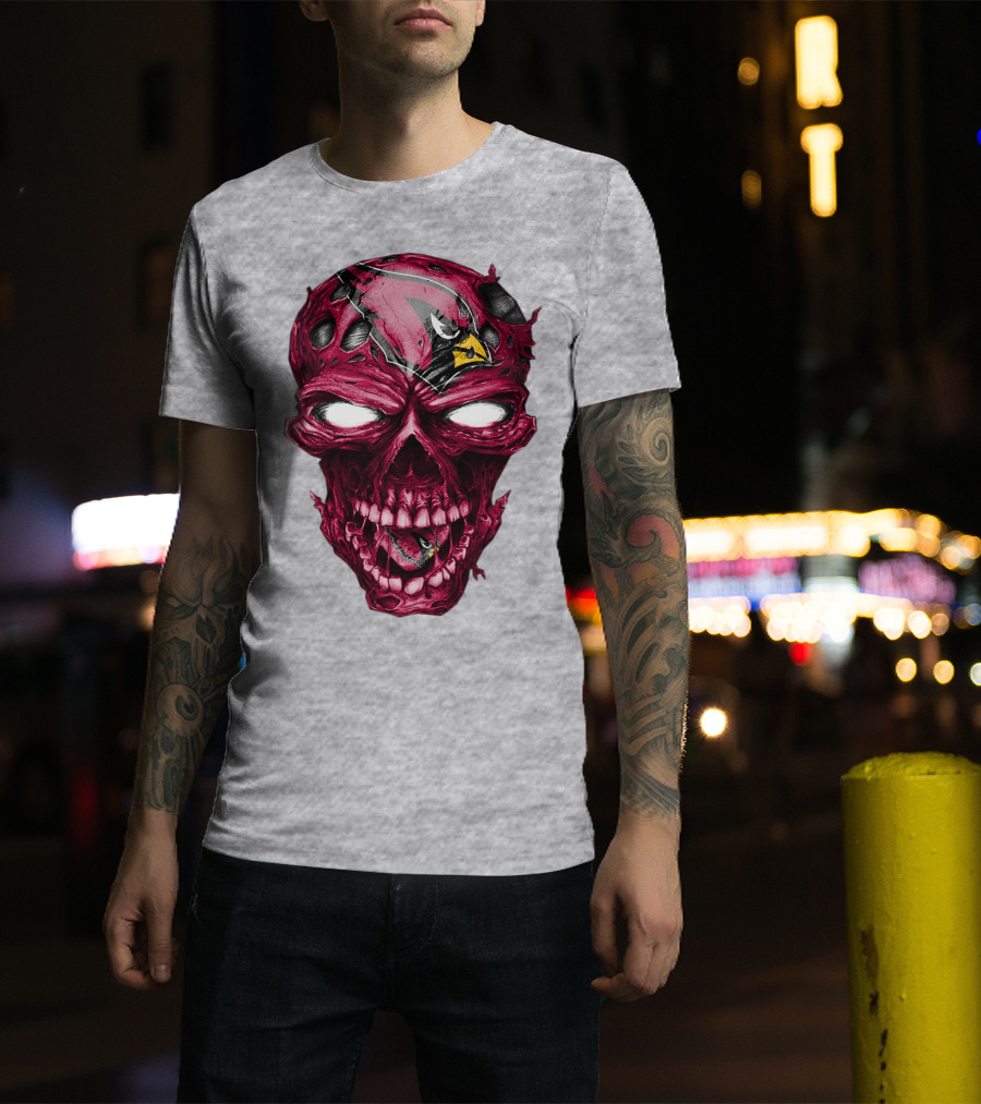 Skull V2 Arizona Cardinals Logo Fusion T-Shirt