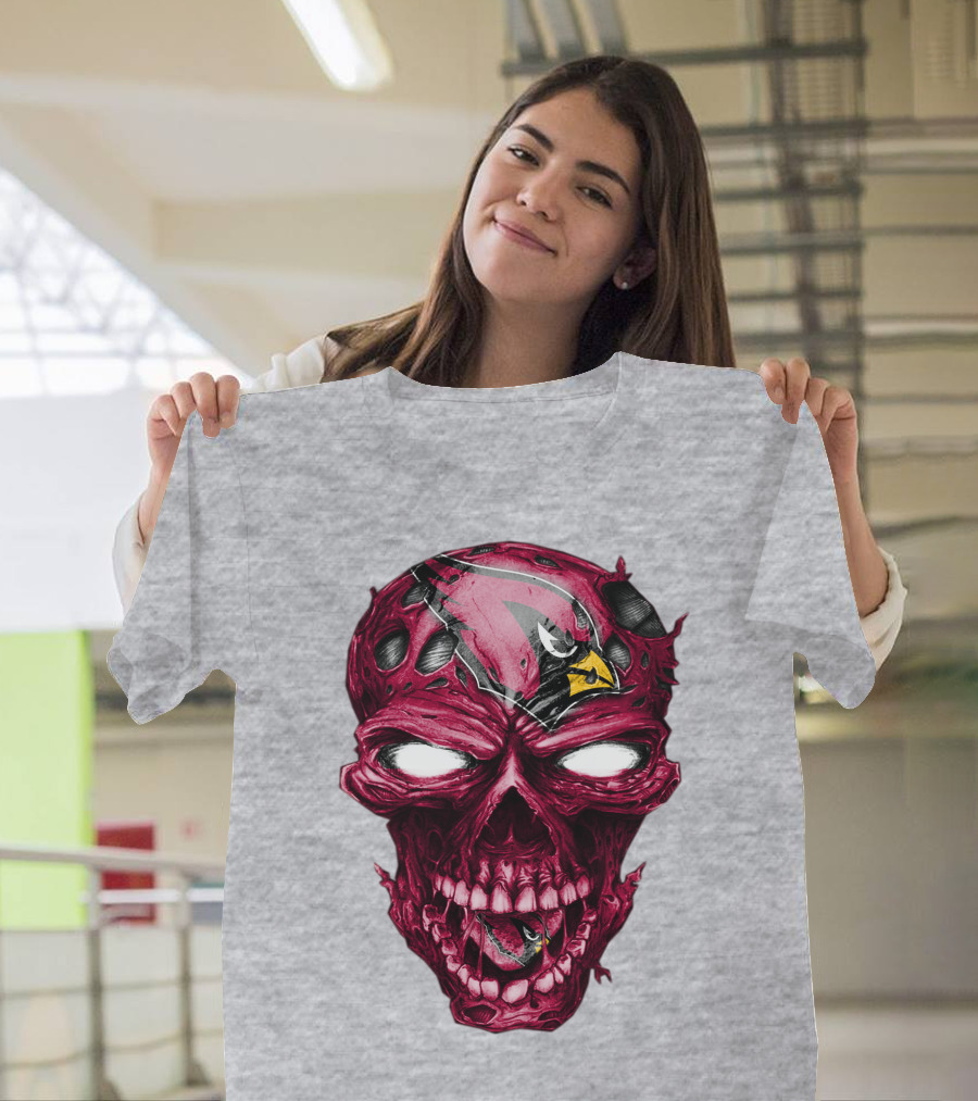 Skull V2 Arizona Cardinals Logo Fusion T-Shirt